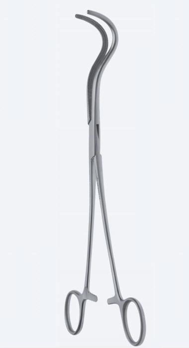 Зажими, хірургічні, судинні, "Harken", вигнуті, з кремальєрою, загальна довжина 250 мм, 10". Бренд - Asanus Medizintechnik Gmb, Німеччина